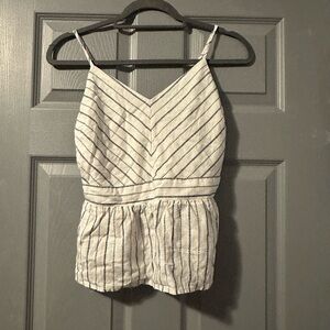 Striped White and Black Sleeveless Top